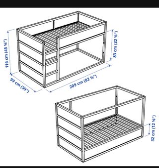 Cama reversible 90 x 200 con colchón espuma
