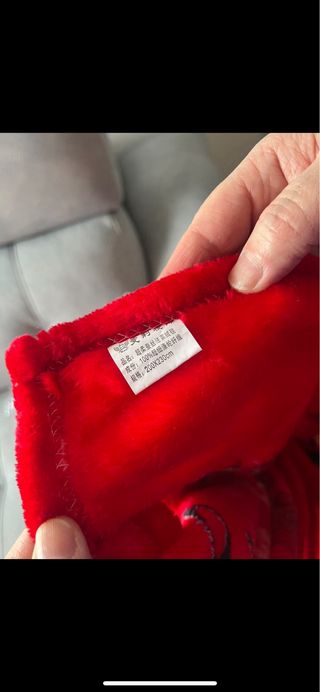 Manta terciopelo roja ositos y rosas