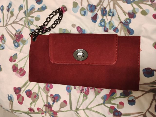 Pochette bordeaux - effetto scamosciato