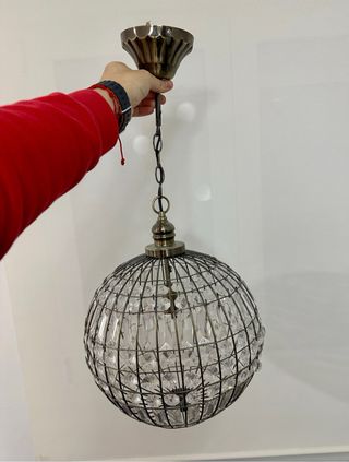 Lampara de techo metal/cristal