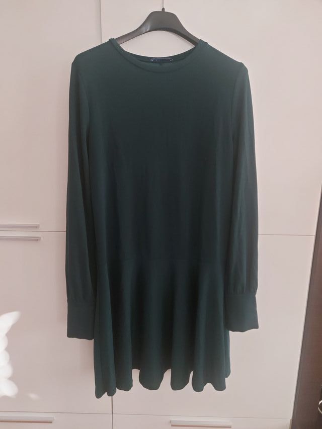 Vestito Zara verde scuro maniche lunghe