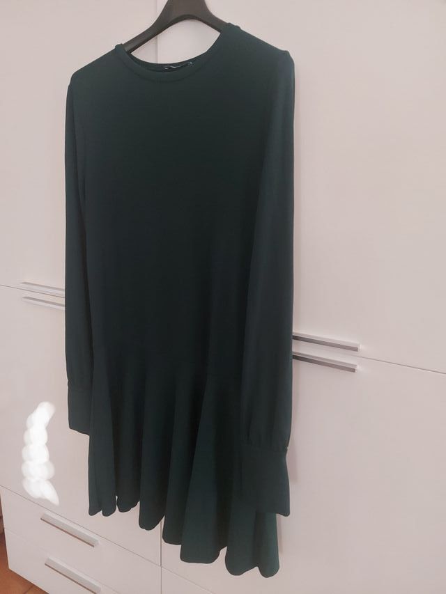 Vestito Zara verde scuro maniche lunghe