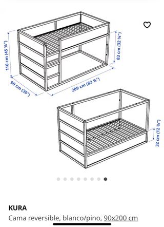 Vendo cama infantil KURA IKEA