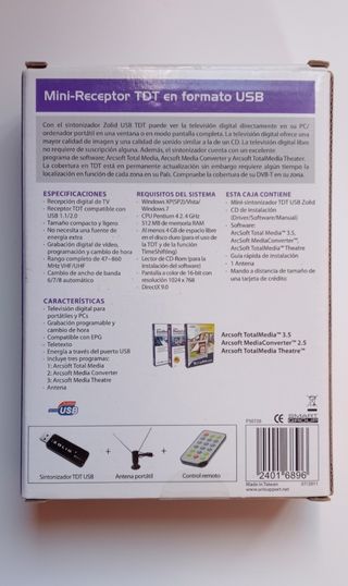 MINI RECEPTOR TDT PARA PC.