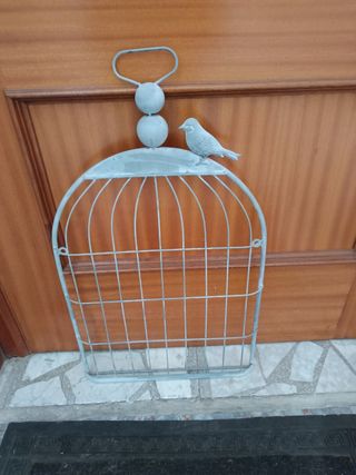 Colgador para adorno en hierro esmaltado jaula con