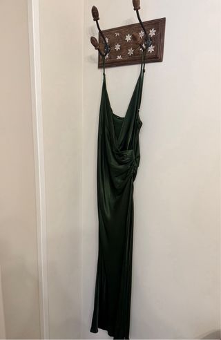 Vestido de Raso verde botella talla S