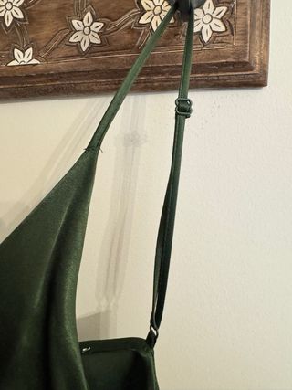 Vestido de Raso verde botella talla S