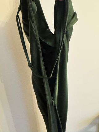 Vestido de Raso verde botella talla S