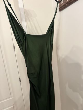 Vestido de Raso verde botella talla S