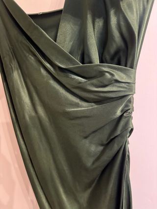 Vestido de Raso verde botella talla S
