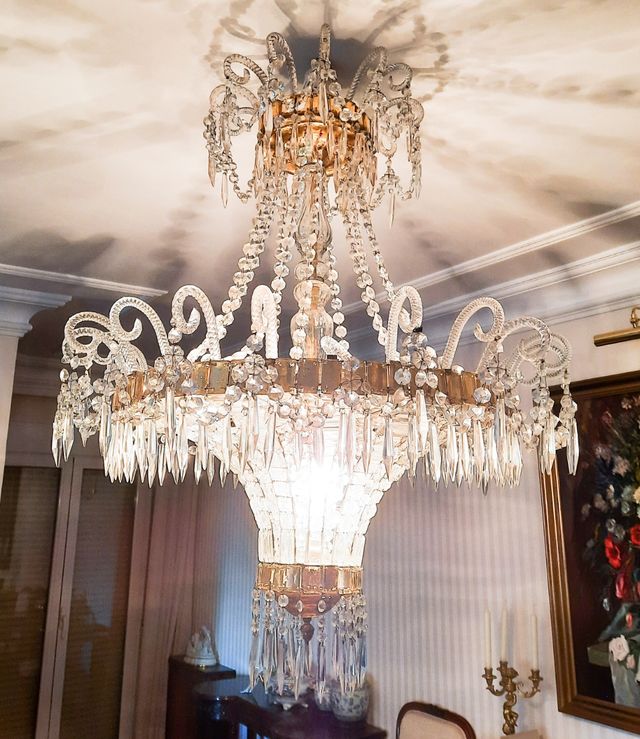 Lampara techo cristales año 50