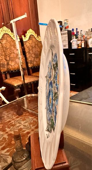 Plato porcelana colgar obra d arte firmado F Pons