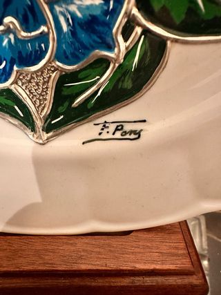 Plato porcelana colgar obra d arte firmado F Pons