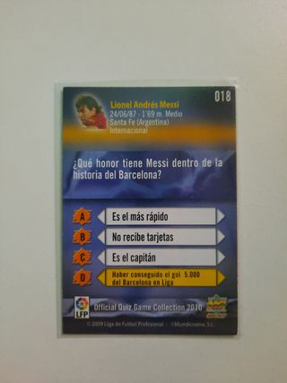 Carta de Futbol Mundicromo Lionel Messi