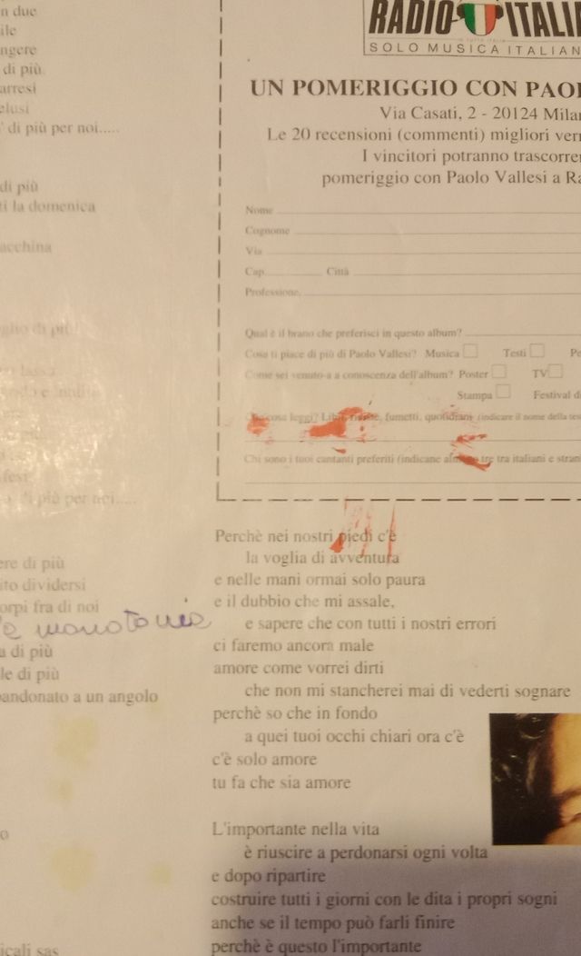 33giri Paolo Vallesi.La forza della vita