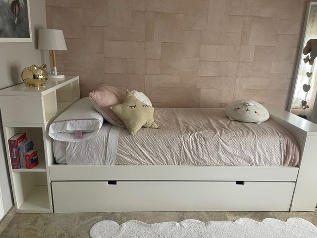 Cama nido 90cm con cabecero y libreria