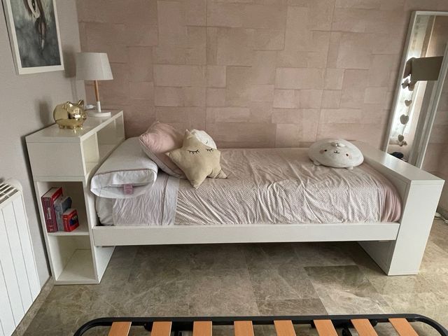 Cama nido 90cm con cabecero y libreria