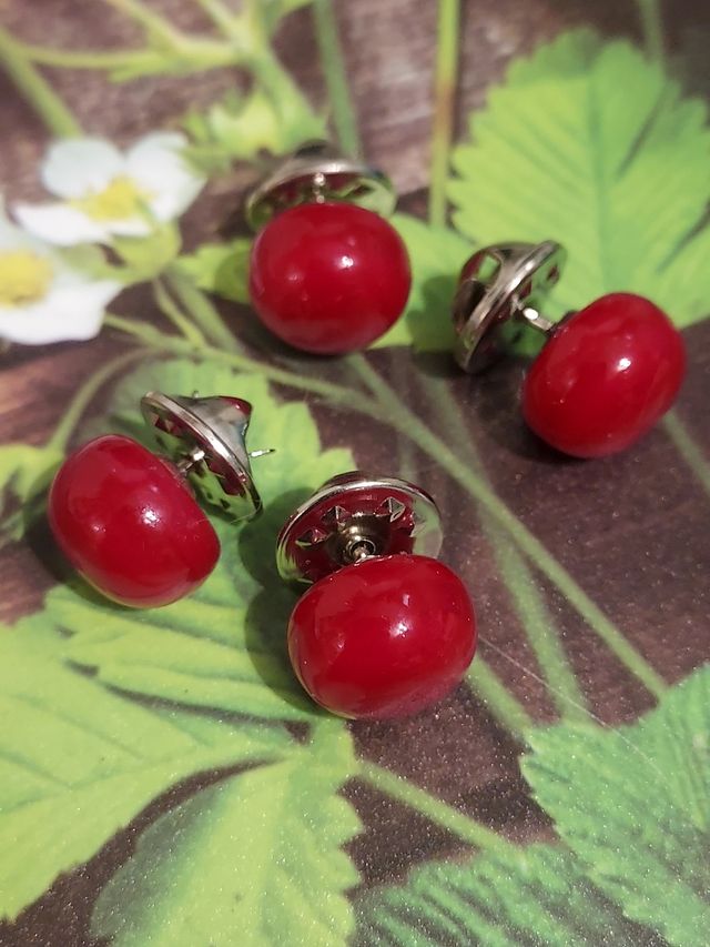 Lote 4 broches pin tipo botones rojos