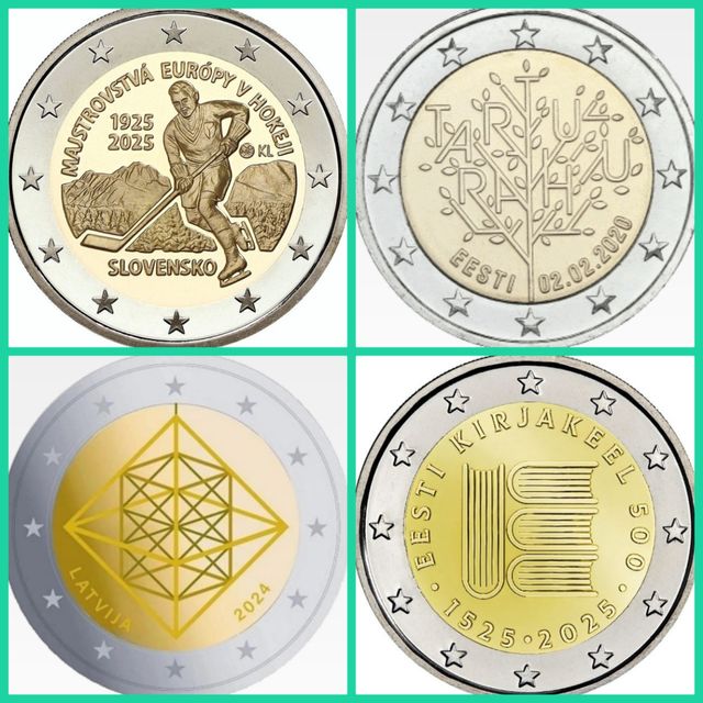 LOTE 5:   4 MONEDAS DE 2 EUROS SIN CIRCULAR 