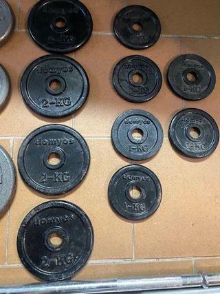 barras musculacion y pesas