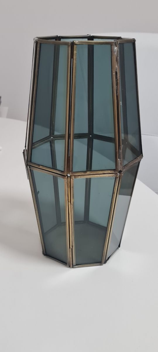 Porta Velas de cristal y laton