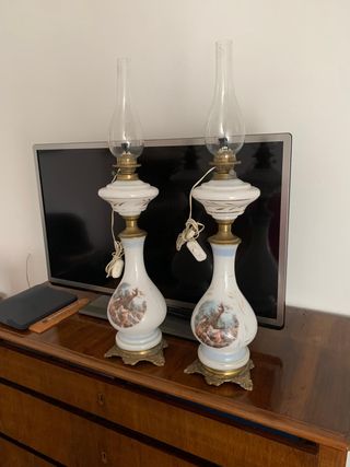 Coppia di lampada abat jour con disegni