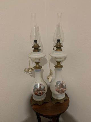 Coppia di lampada abat jour con disegni