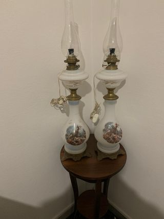 Coppia di lampada abat jour con disegni