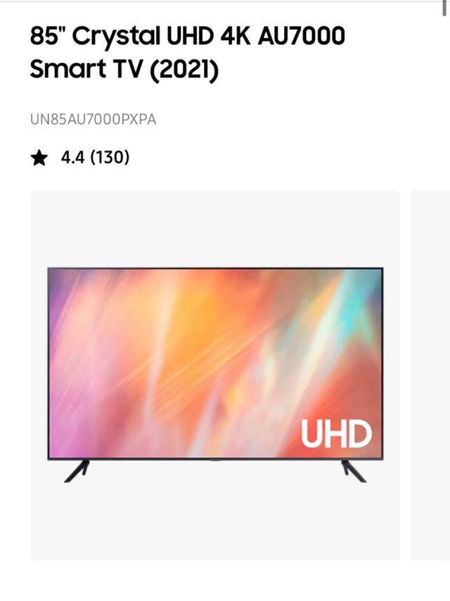 Televisor Samsung 85” Crystal UHD 4K AU7000