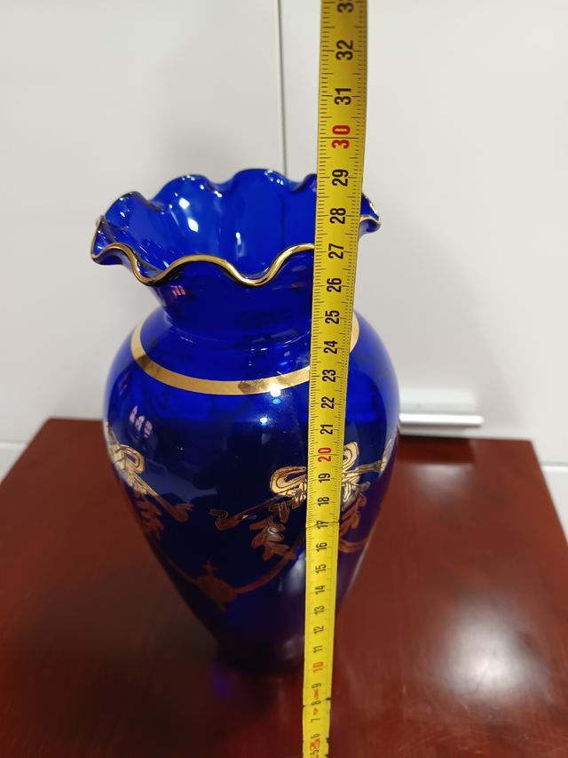 VECCHIO E BELLISSIMO VASO IN CRISTALLO BLU COBALTO