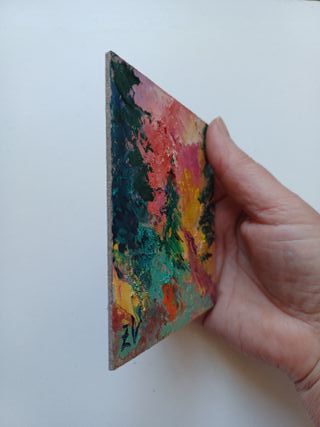 Paisaje Oleo Sobre Cartón Pintura Abstracta Arte