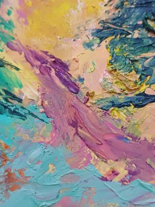 Paisaje Oleo Sobre Cartón Pintura Abstracta Arte