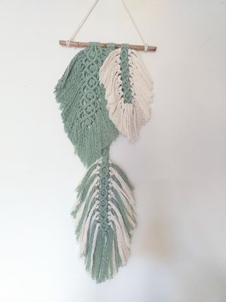 Hojas plume macrame  Arazzo da parete macramè Boho