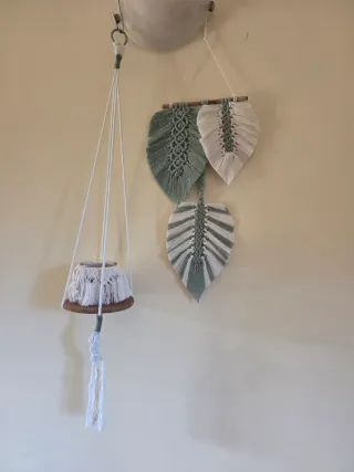 Hojas plume macrame Tapiz de pared macramé macetas