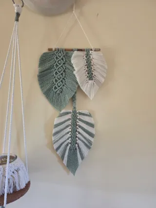 Hojas plume macrame Tapiz de pared macramé macetas