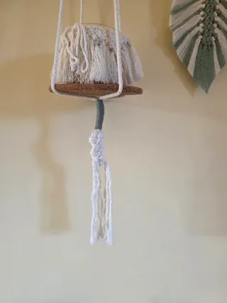 Hojas plume macrame Tapiz de pared macramé macetas