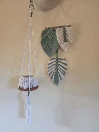 Hojas plume macrame Tapiz de pared macramé macetas