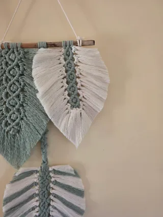 Hojas plume macrame Tapiz de pared macramé macetas
