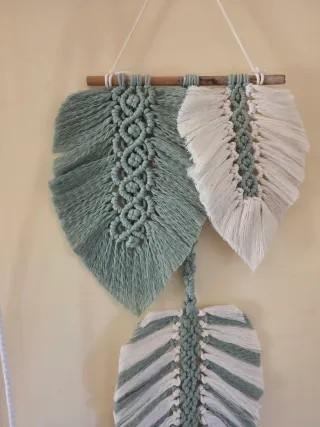 Hojas plume macrame Tapiz de pared macramé macetas