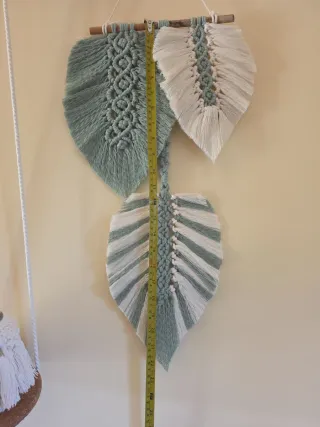 Hojas plume macrame Tapiz de pared macramé macetas