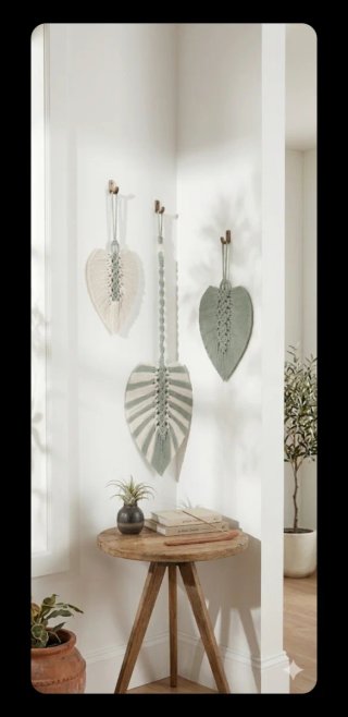 Hojas plume macrame Tapiz de pared macramé macetas