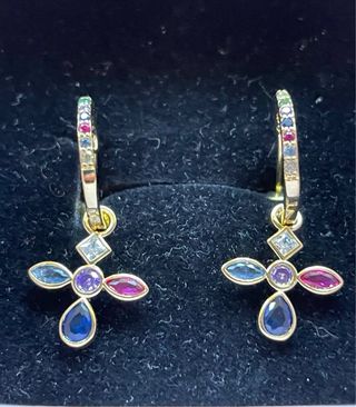 Pendientes criolla aro con colgante cruz