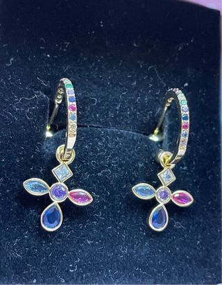Pendientes criolla aro con colgante cruz