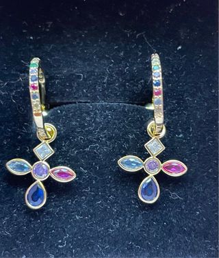 Pendientes criolla aro con colgante cruz