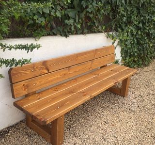 Panchine da giardino, in legno massello, nuove
