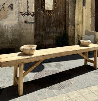 Panchine da giardino, in legno massello, nuove