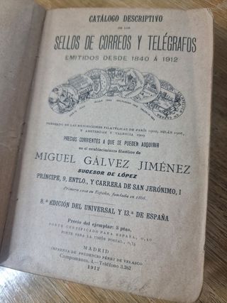 1913 catalogo Galvez sellos y telegrafos