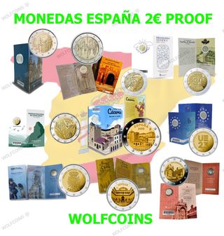 🇪🇸 ESPAÑA MONEDAS PROOF 2€ EUROS VARIOS AÑOS
