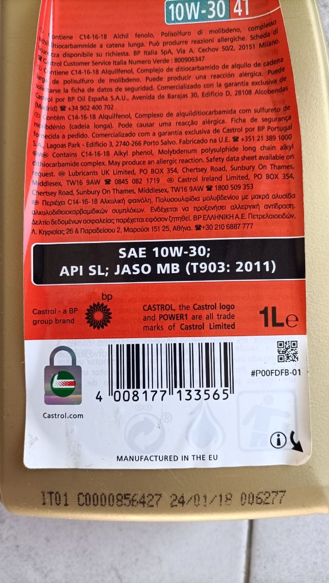 Olio motore 10W-30 per 4 tempi 