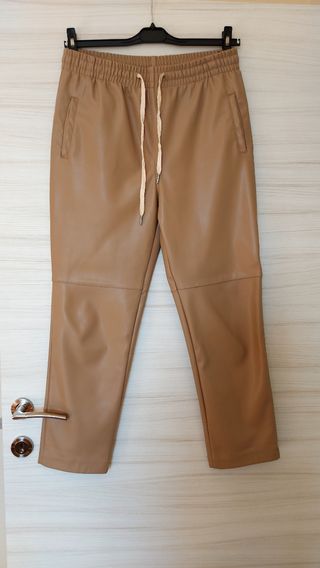 Pantaloni similpelle beige
